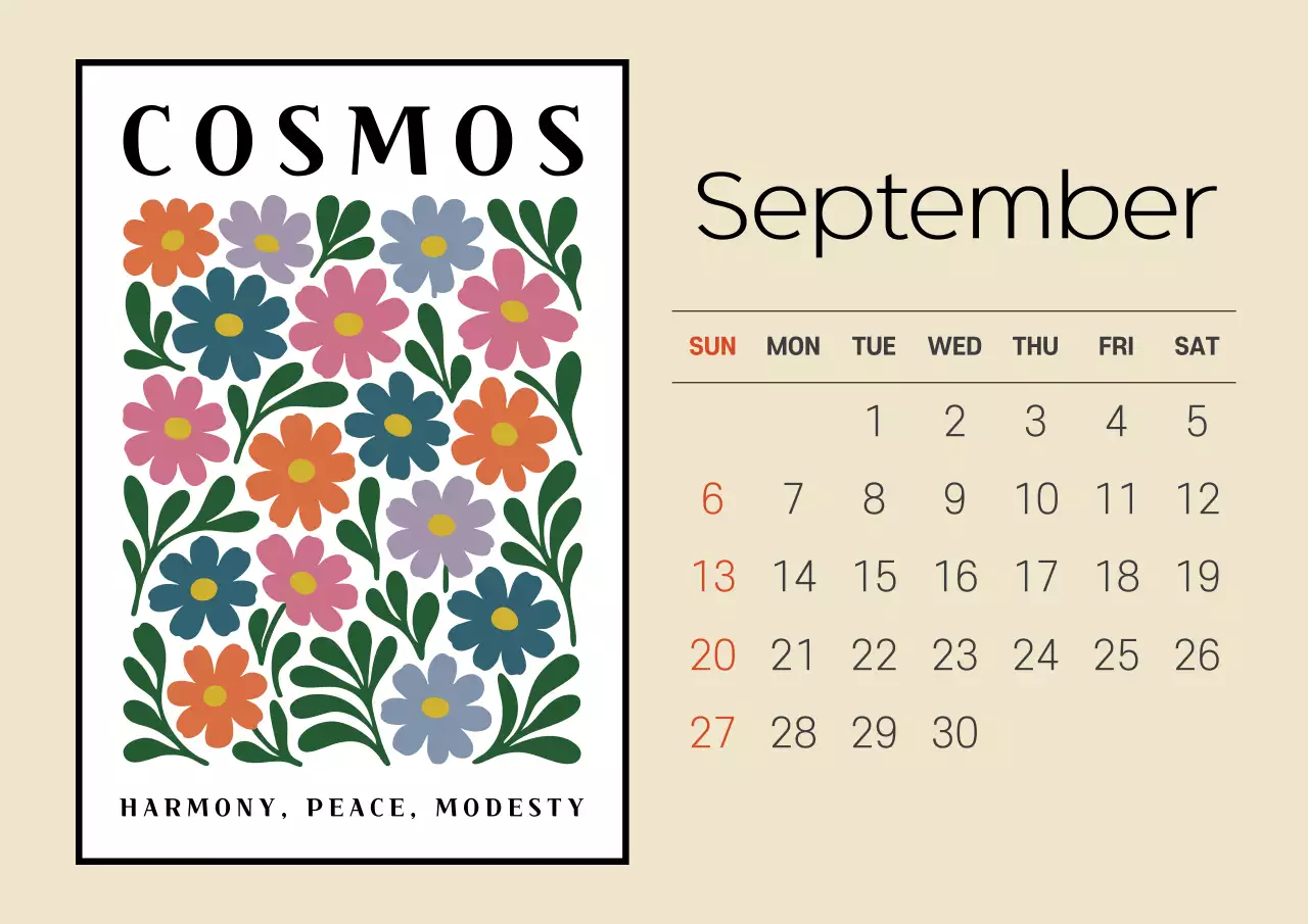 베이지 심플 달력 캘린더