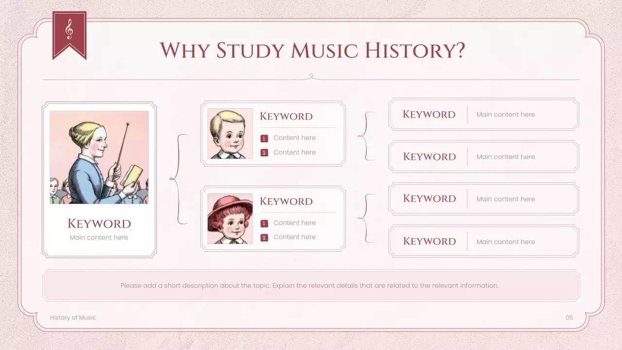Pink Vintage Music History Lecture Presentation