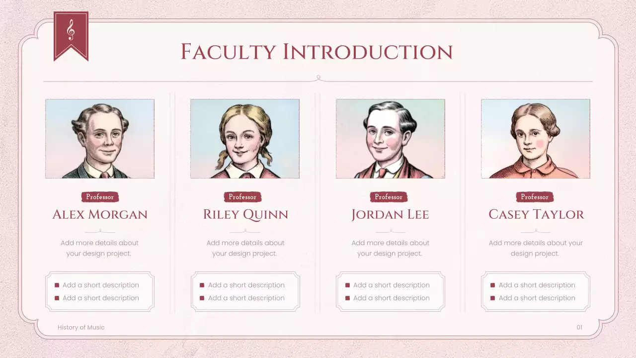 Pink Vintage Music History Lecture Presentation