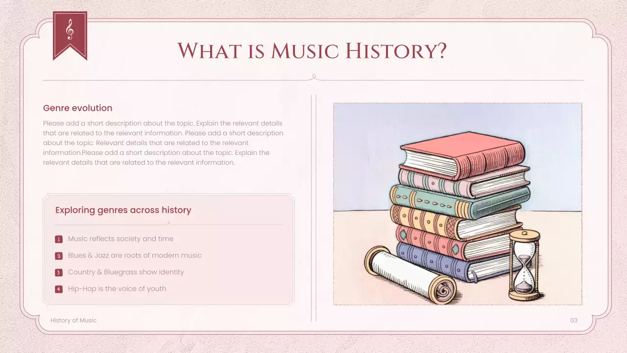 Pink Vintage Music History Lecture Presentation