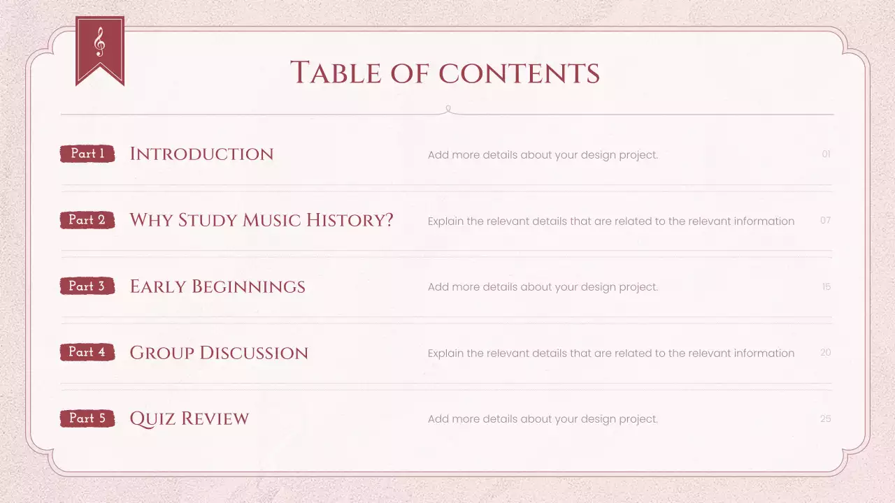 Pink Vintage Music History Lecture Presentation