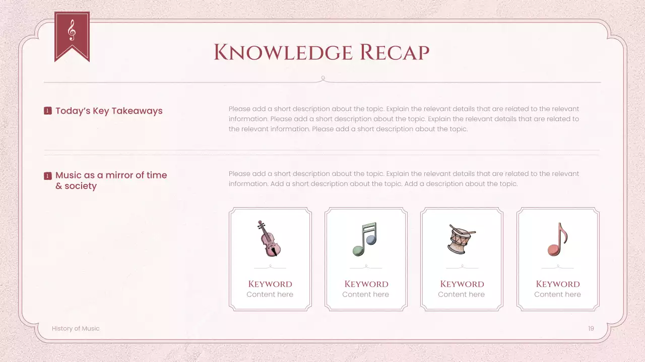 Pink Vintage Music History Lecture Presentation