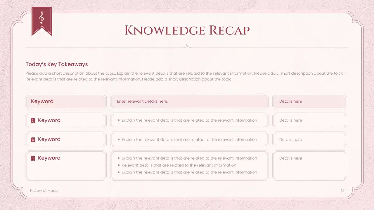 Pink Vintage Music History Lecture Presentation