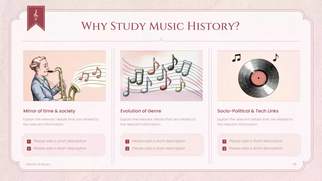 Pink Vintage Music History Lecture Presentation