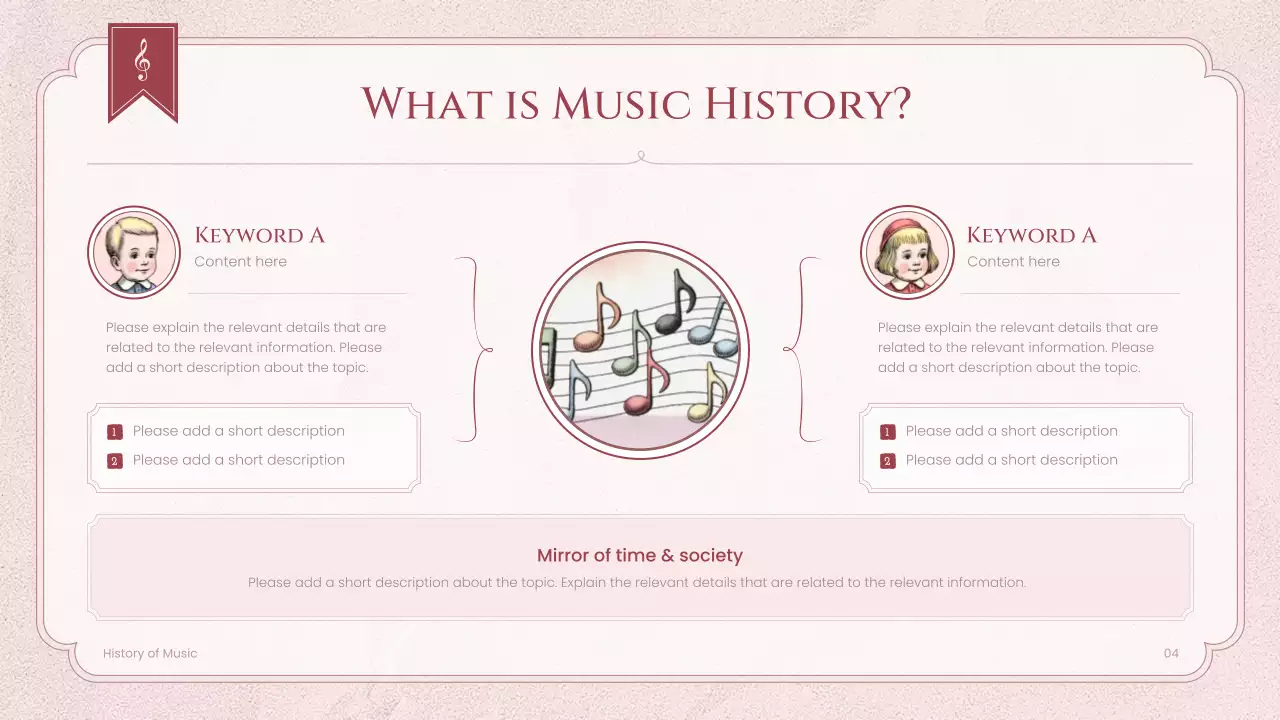 Pink Vintage Music History Lecture Presentation