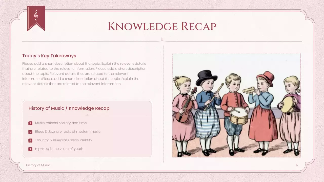 Pink Vintage Music History Lecture Presentation