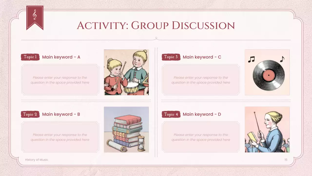 Pink Vintage Music History Lecture Presentation