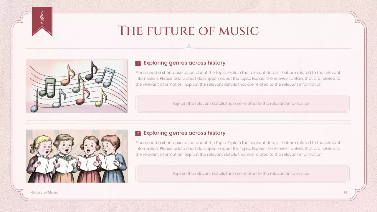 Pink Vintage Music History Lecture Presentation