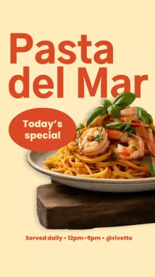 História do Instagram do menu de frutos do mar elegante bege