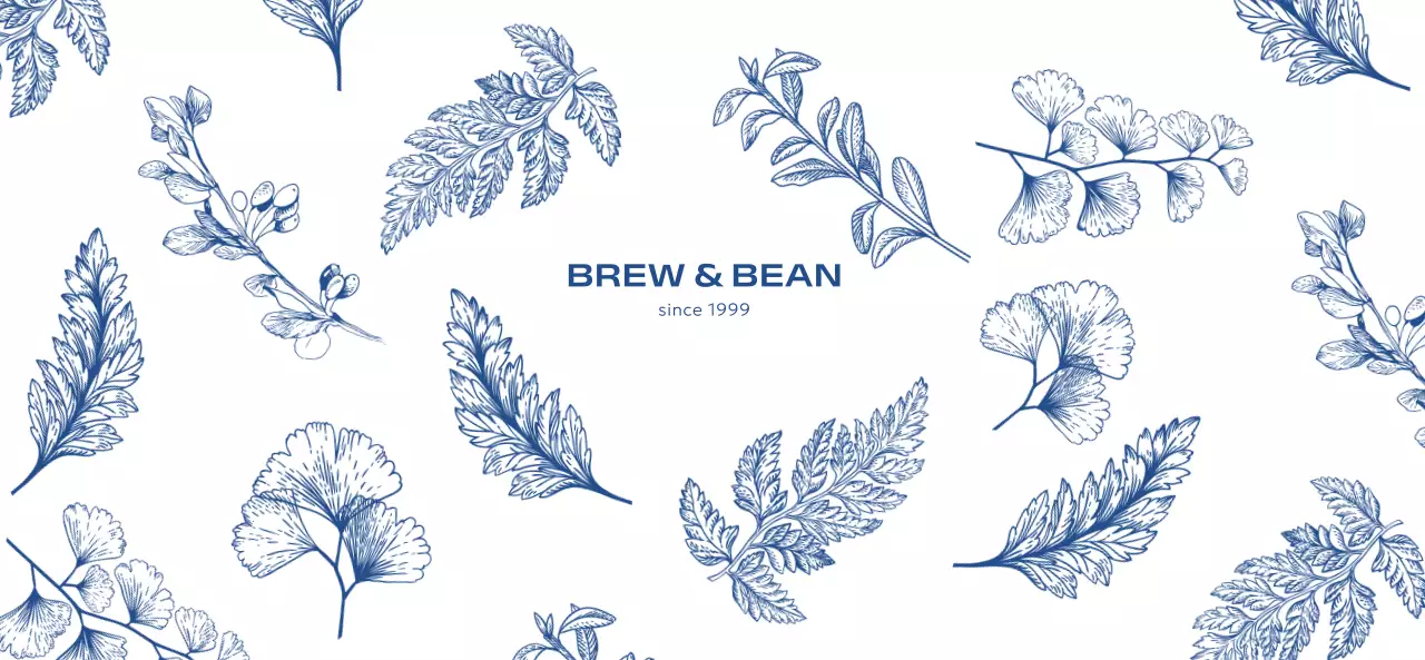 青 シンプル カフェ ロゴ パターン