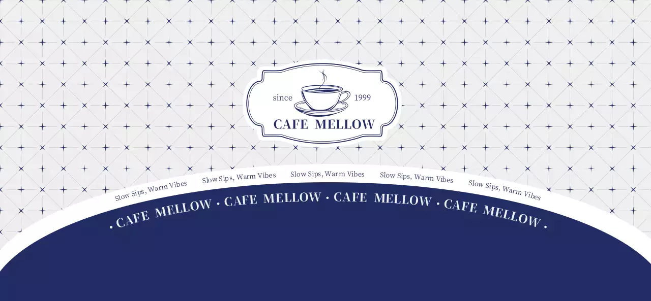 ネイビー クラシック カフェ ロゴ パターン