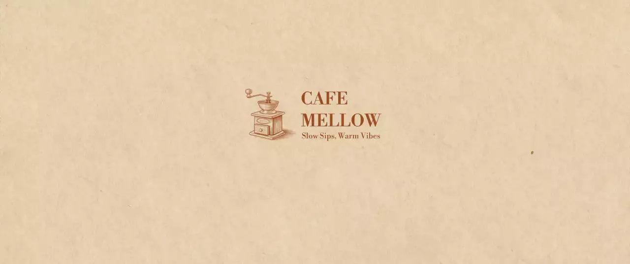 ベージュ クラシック カフェ ロゴ 単色イラスト