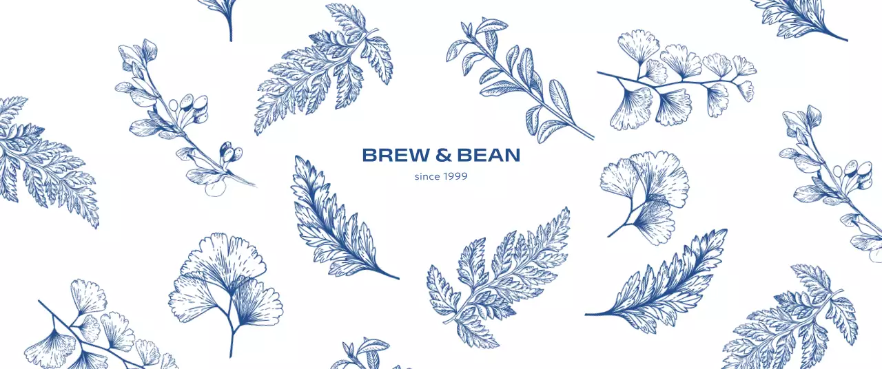 青 シンプル カフェ ロゴ パターン