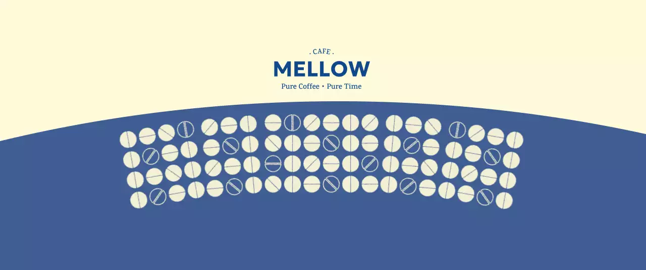 青 シンプル カフェ ロゴ パターン