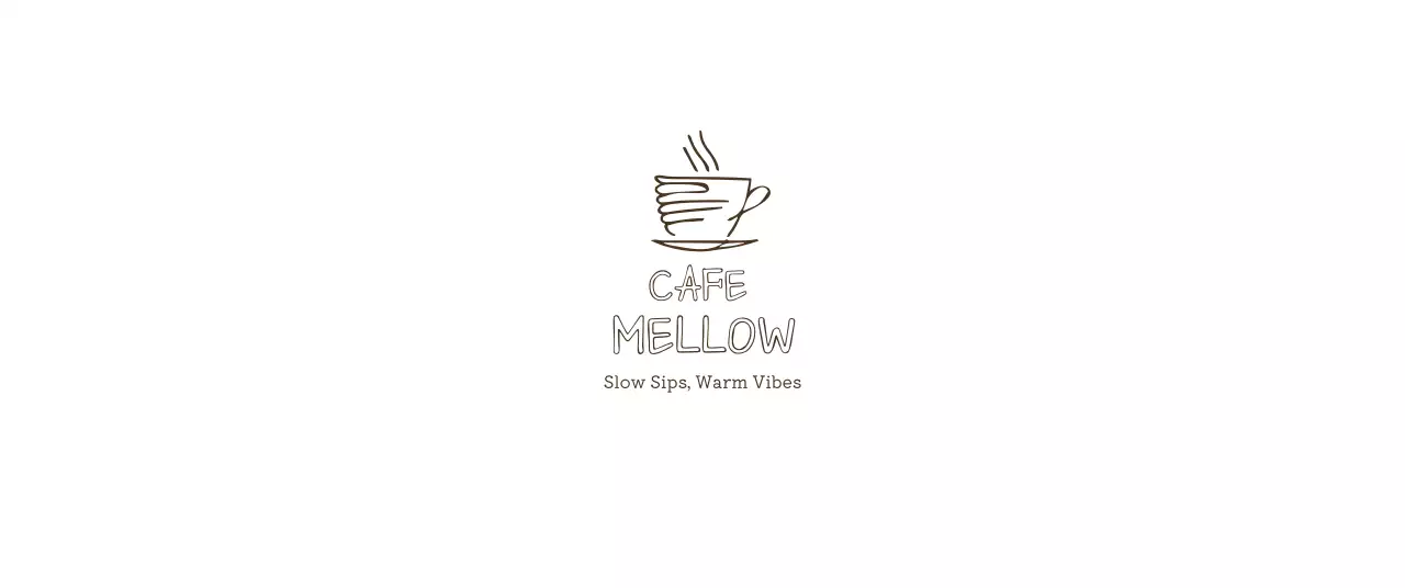 茶色 手書き カフェ ロゴ 単色イラスト