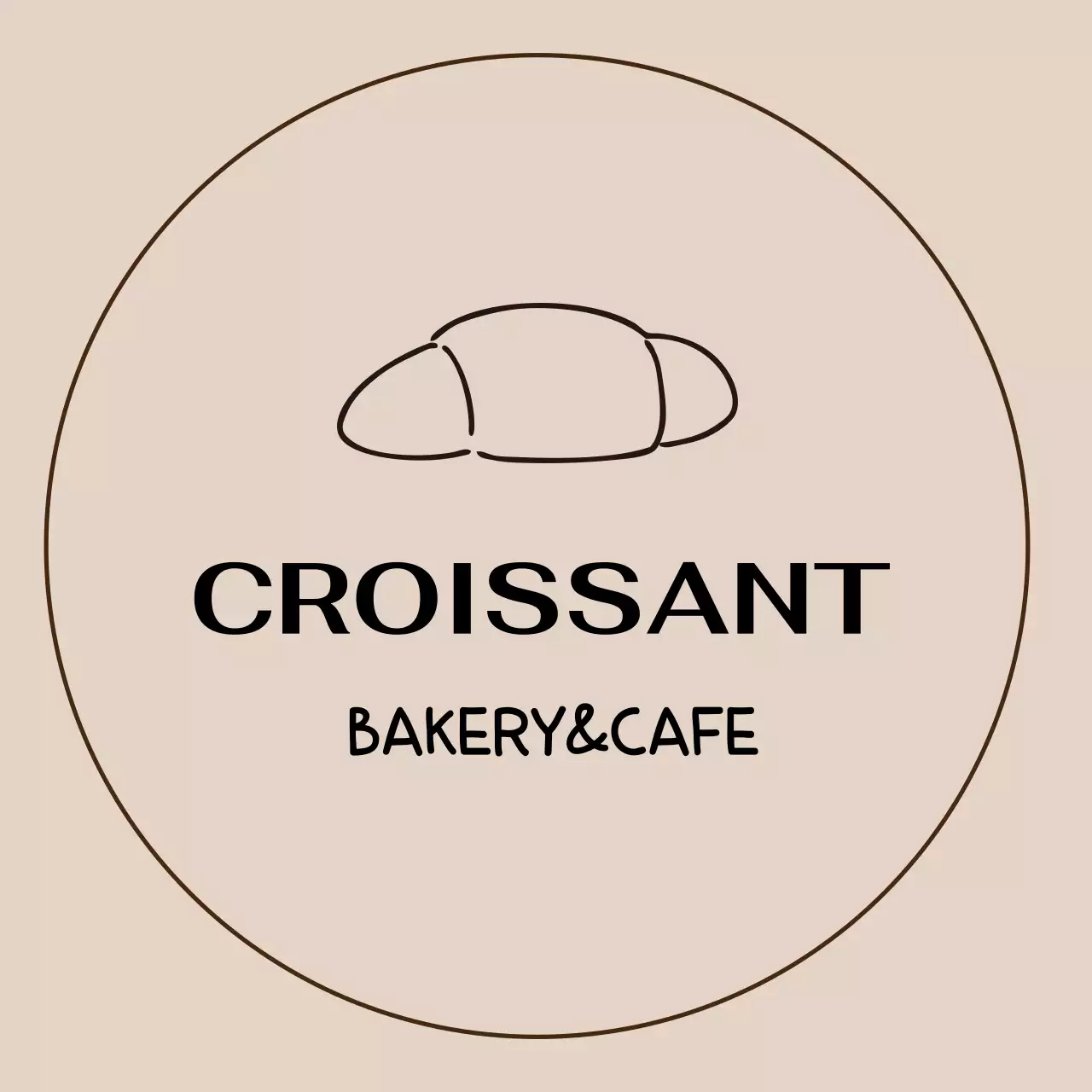 베이지 심플 베이커리 로고