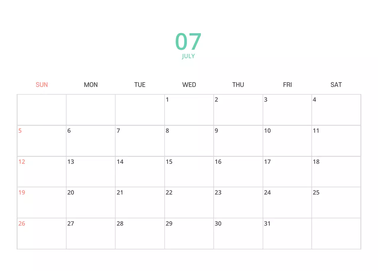 다양한 컬러의 일러스트 달력