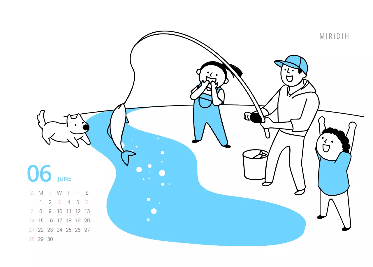 다양한 컬러의 일러스트 달력