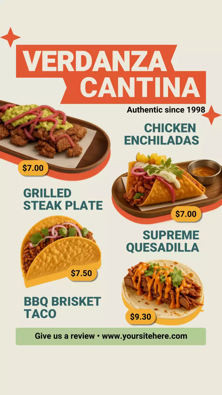 História do Instagram para promoção do menu moderno da Orange