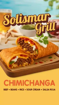 História do Instagram de promoção de Chimichanga retrô amarela