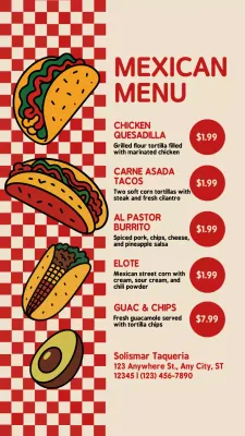 História do Instagram do cardápio mexicano retrô vermelho