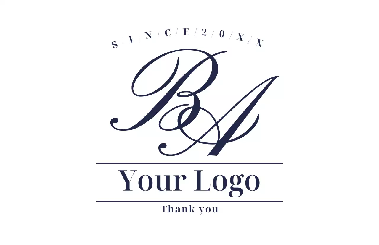 ネイビー クラシック ビジネス ロゴ テキスト