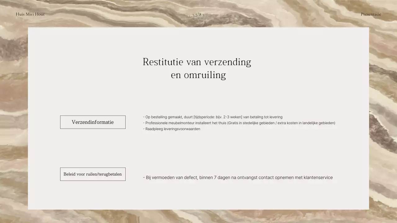Advertentie voor beige natuurlijk houten meubilair