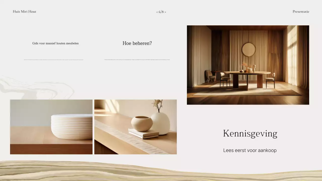 Advertentie voor beige natuurlijk houten meubilair