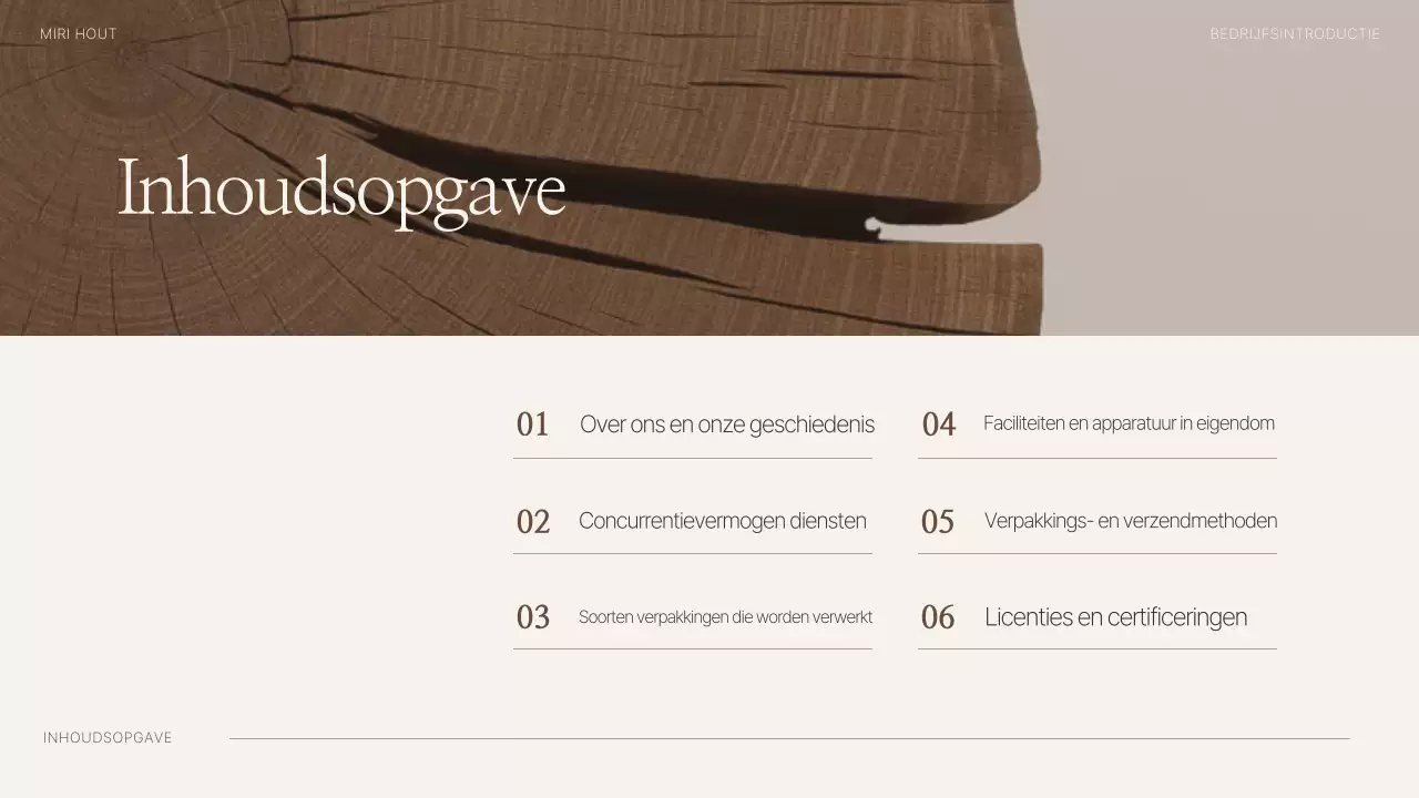 Bedrijfsprofiel van Brown Simple Wood