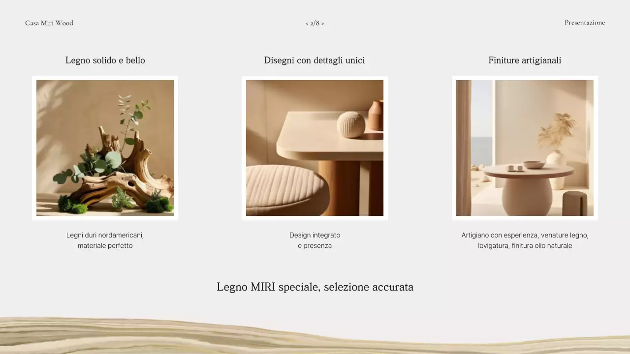 Pubblicità di mobili in legno naturale beige