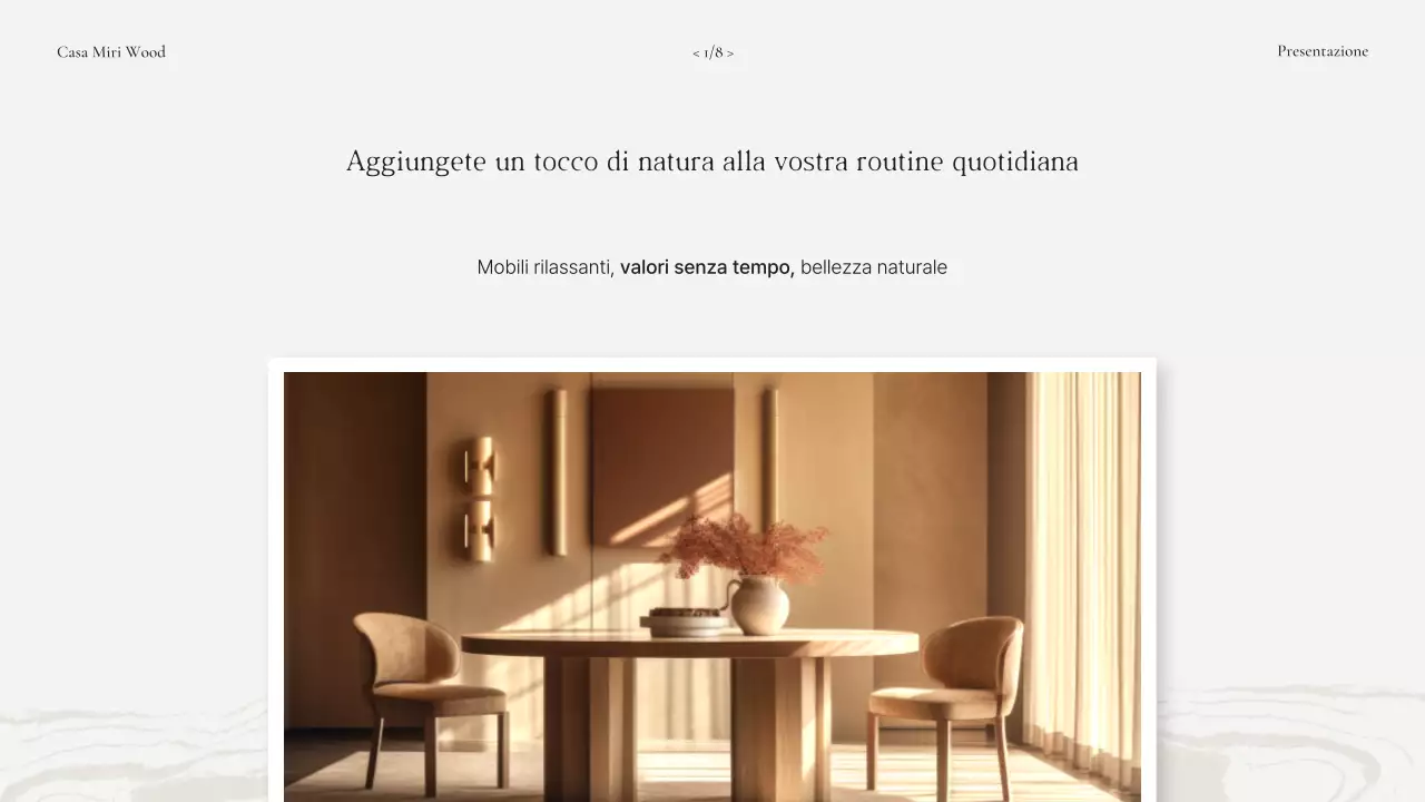 Pubblicità di mobili in legno naturale beige