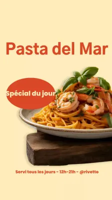 Menu de fruits de mer beige élégant sur Instagram