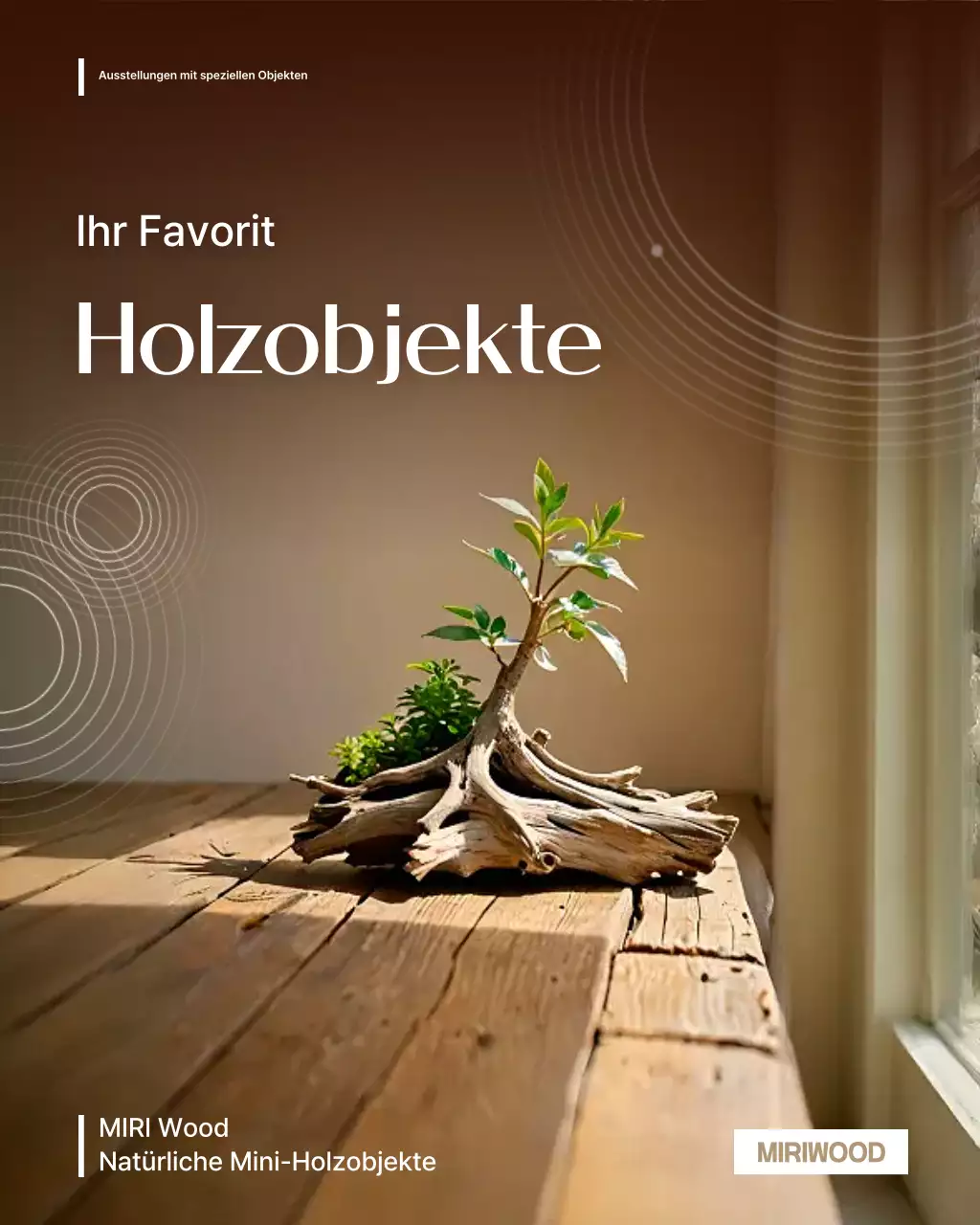 Ausstellung zur natürlichen Innenraumplanung in Braun