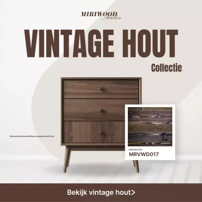 Tentoonstelling van bruine vintage meubels