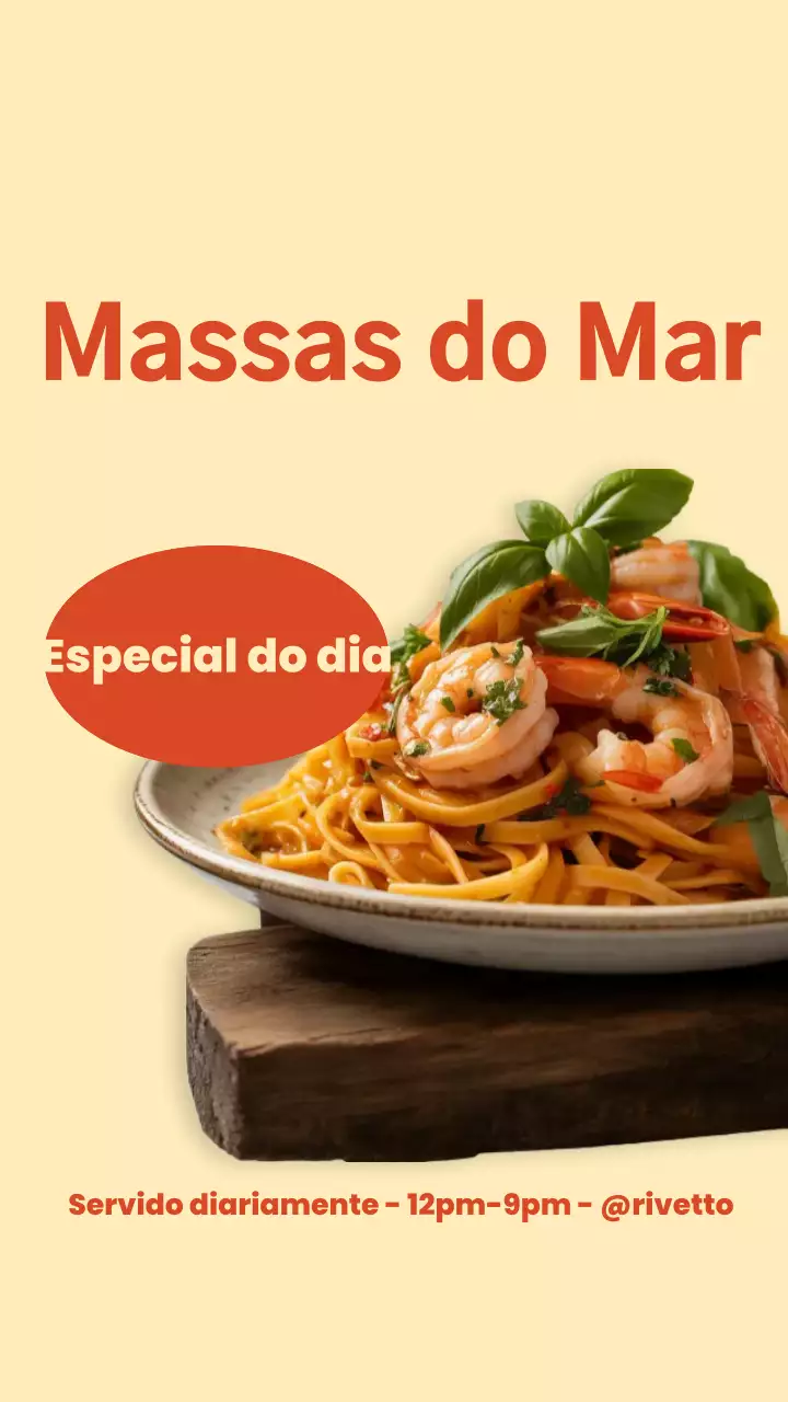 História do Instagram do menu de frutos do mar elegante bege