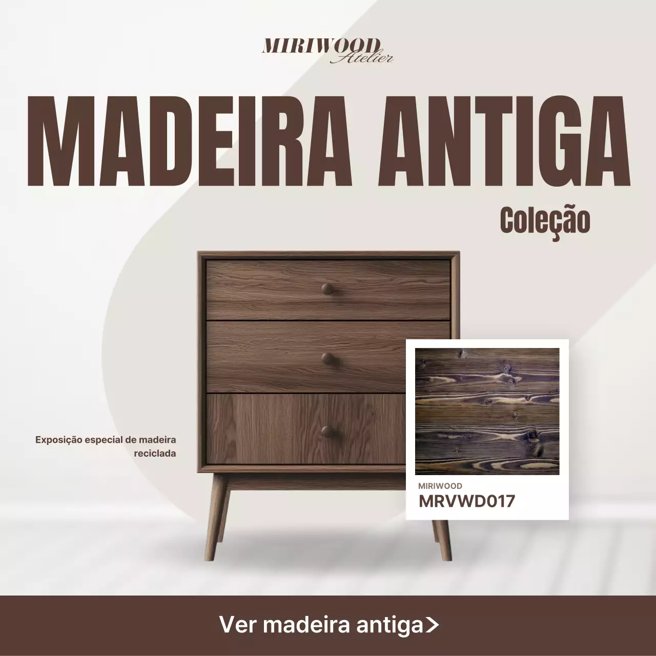 Exposição de Móveis Vintage Marrom