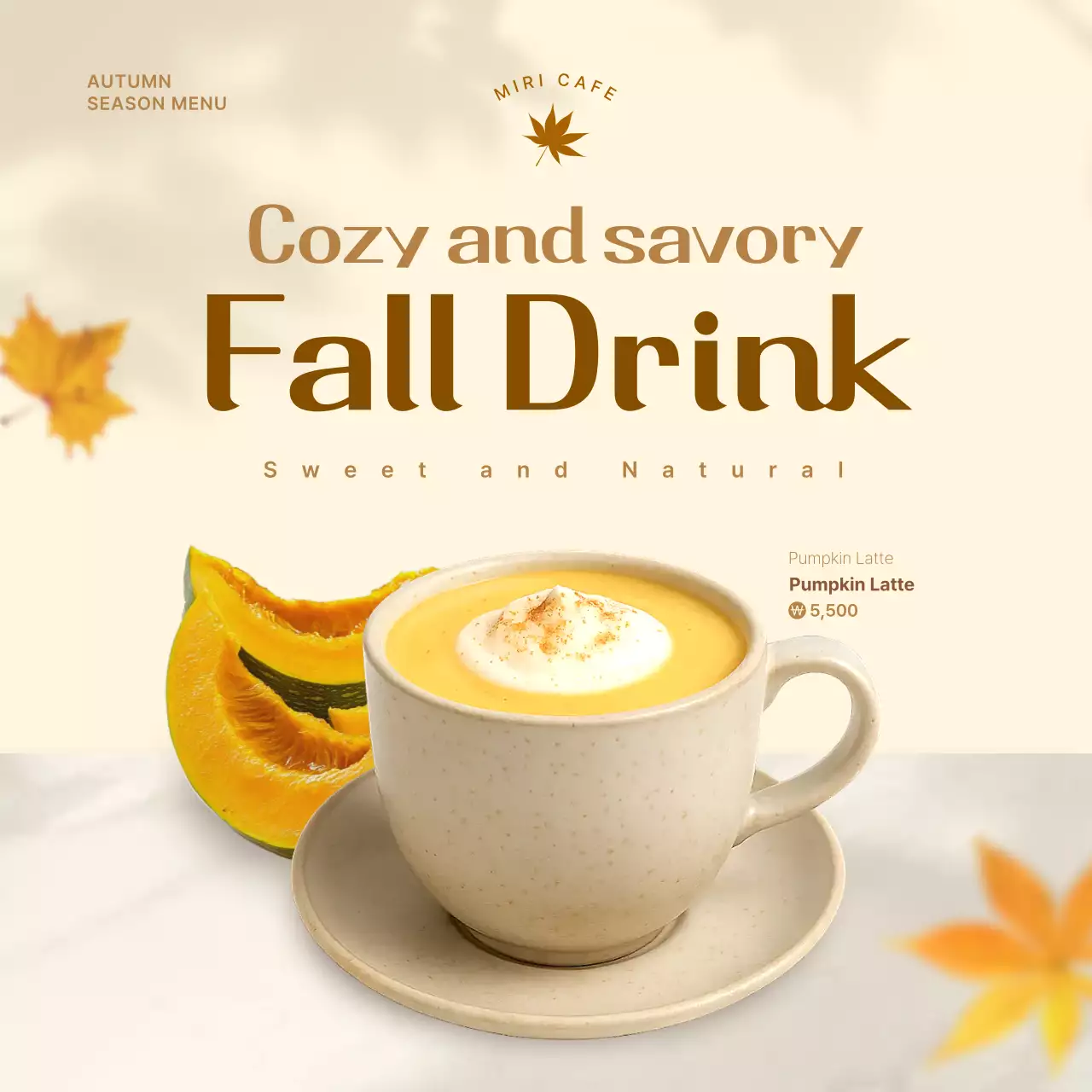 Khuyến mãi thực đơn quán cà phê hiện đại màu be