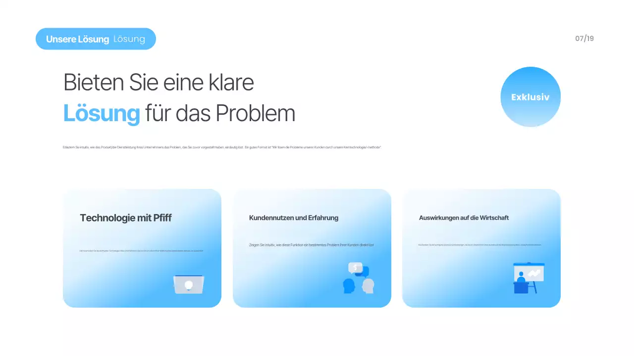 Himmelblaue moderne Präsentationsmaterialien