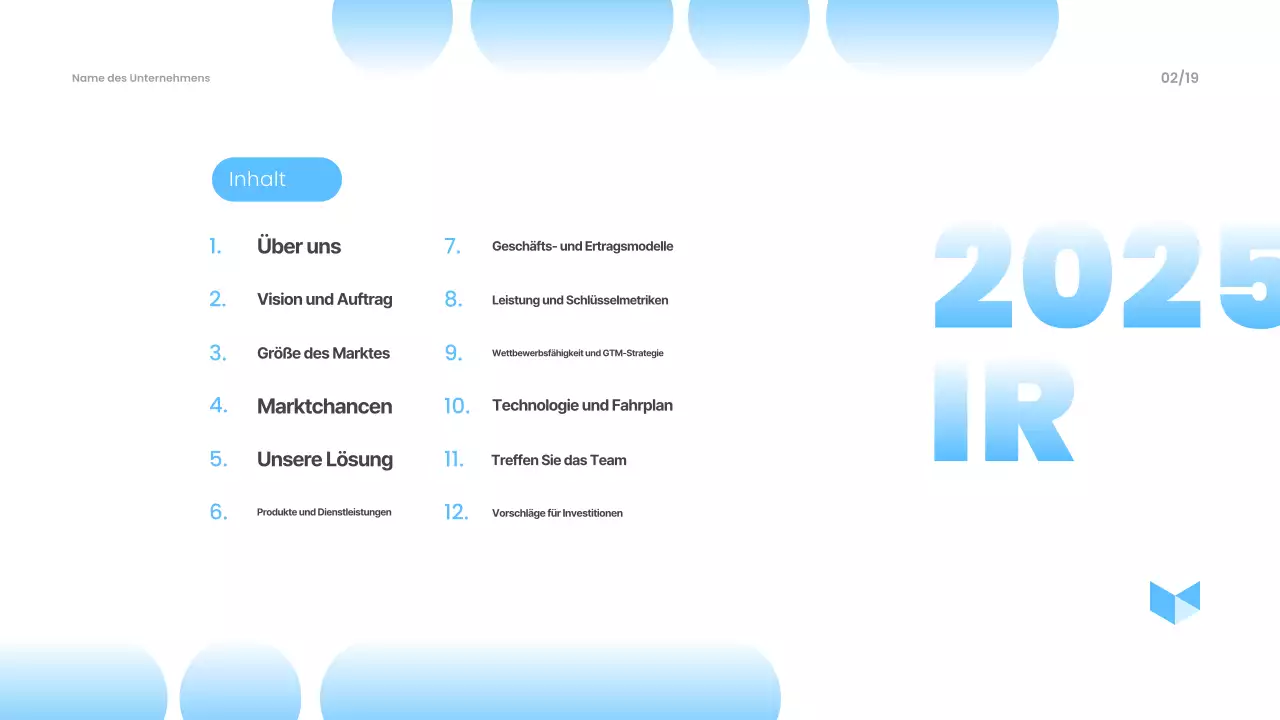 Himmelblaue moderne Präsentationsmaterialien