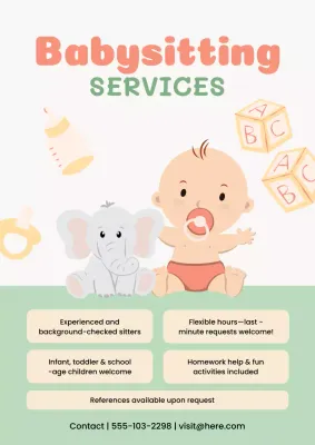 Coral Playful Babysitting Advertisement