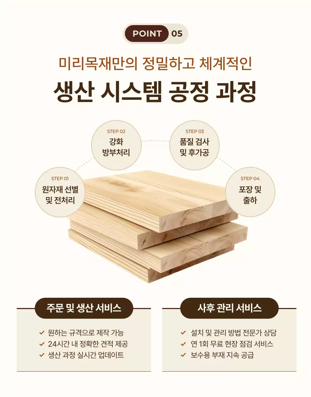 베이지 자연 방부목 광고