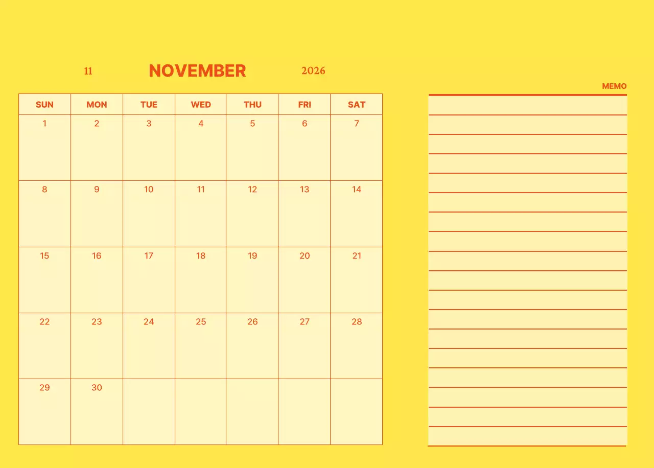 노랑 모던 캘린더 달력