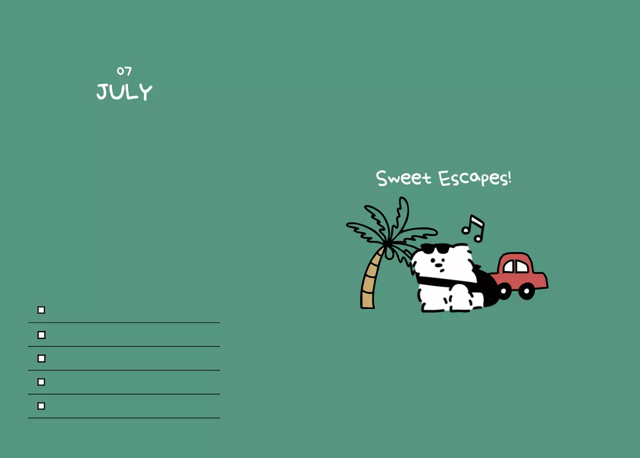 검정 아기자기한 2026 달력