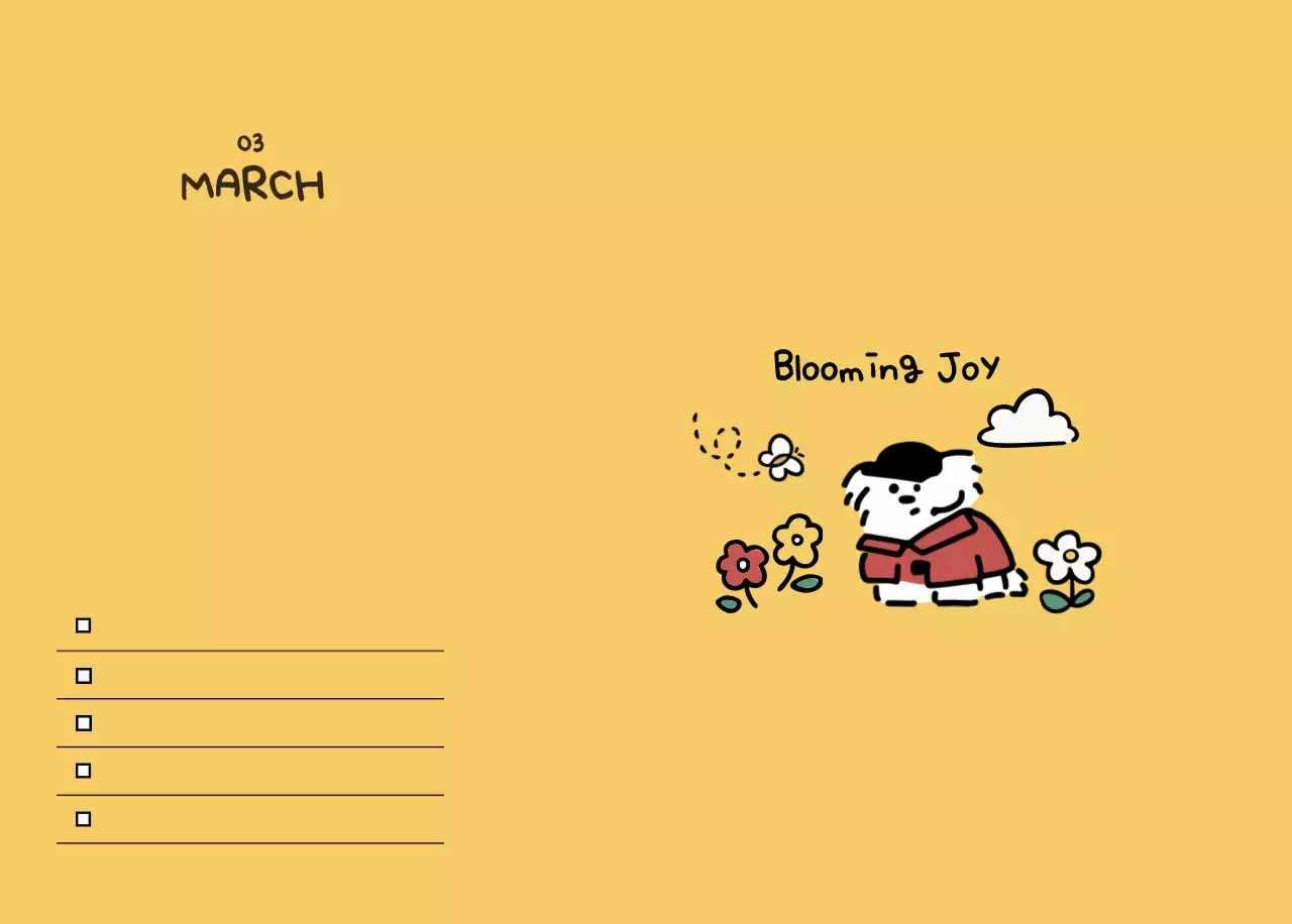 검정 아기자기한 2026 달력