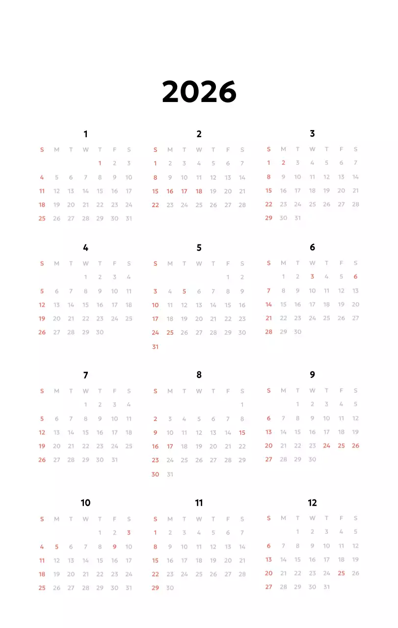 노랑 심플 캘린더 달력