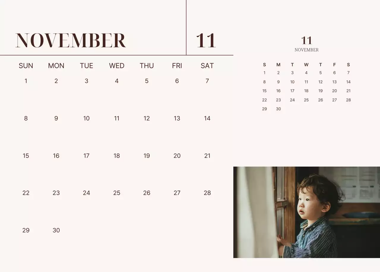 베이지 심플 가족 달력