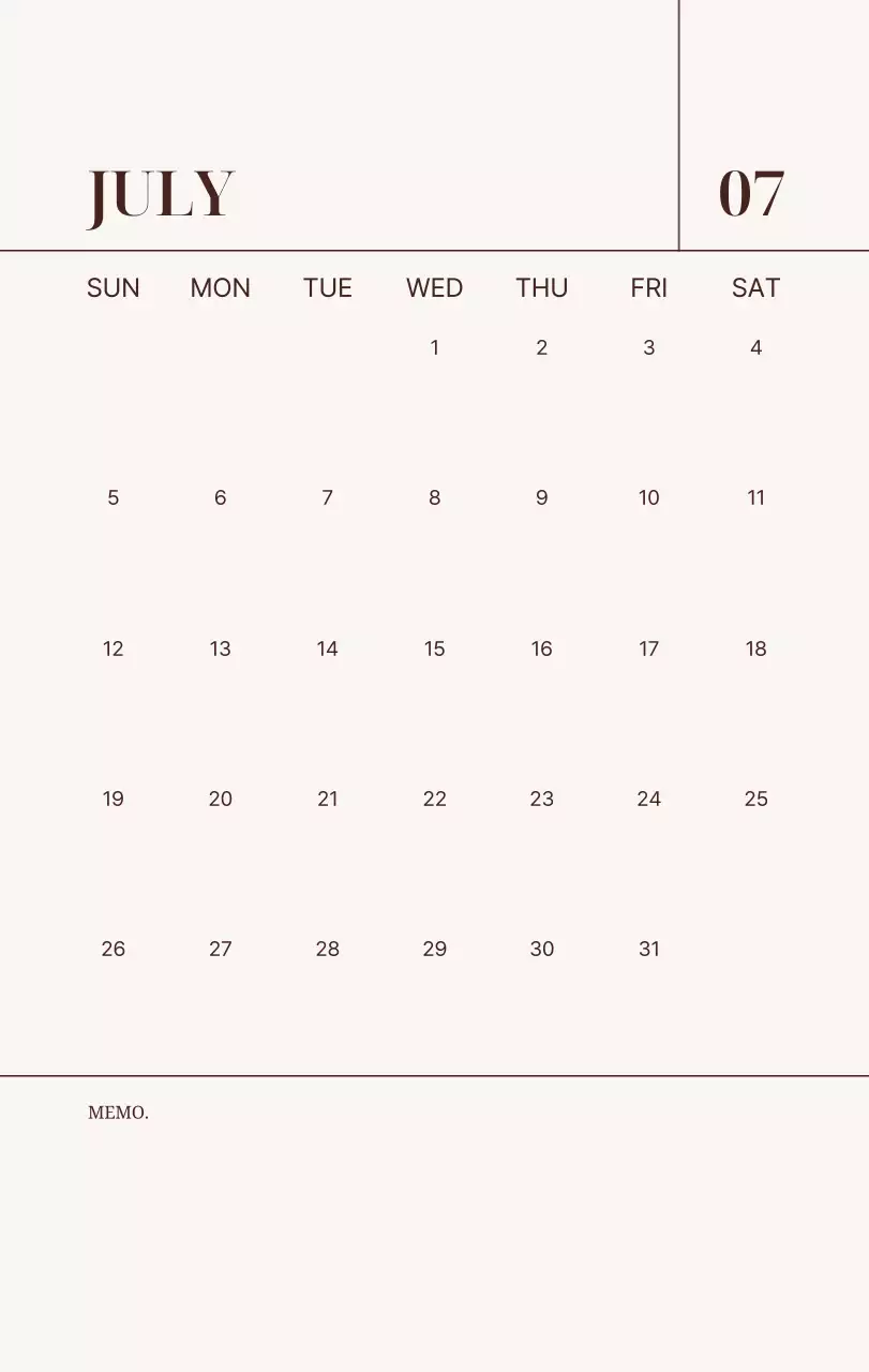 베이지 심플 가족 달력