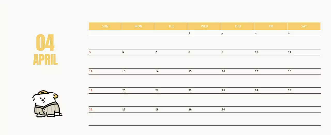 흰색 아기자기한 달력 캘린더