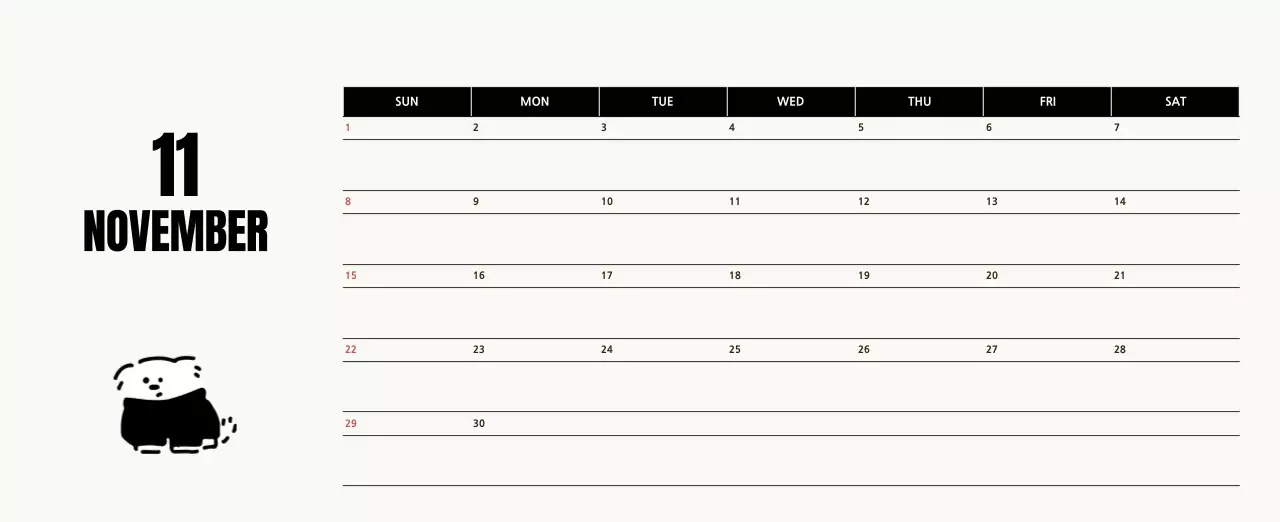 흰색 아기자기한 달력 캘린더