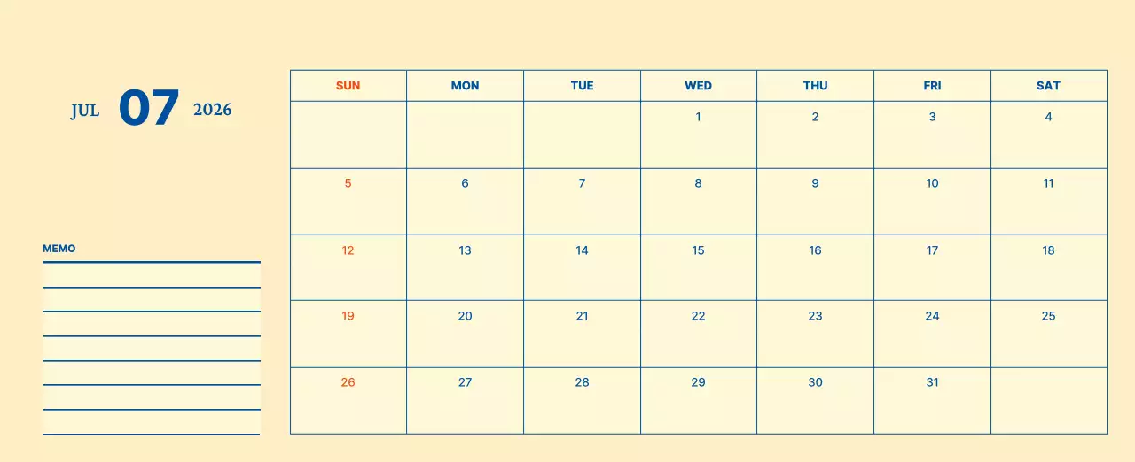 하늘색 미니멀 달력 기획